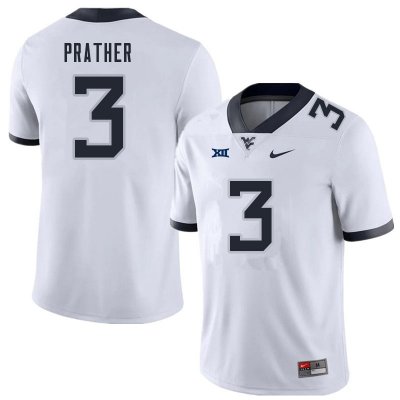 Men's West Virginia Mountaineers NCAA #3 Kaden Prather White Authentic Nike Stitched College Football Jersey UB15S68ZU